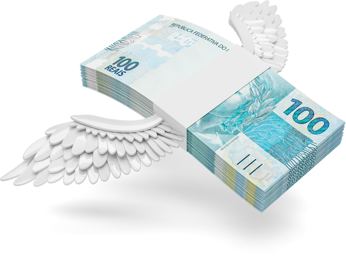 brazilian money 50 reals banknote with wings in 3d render